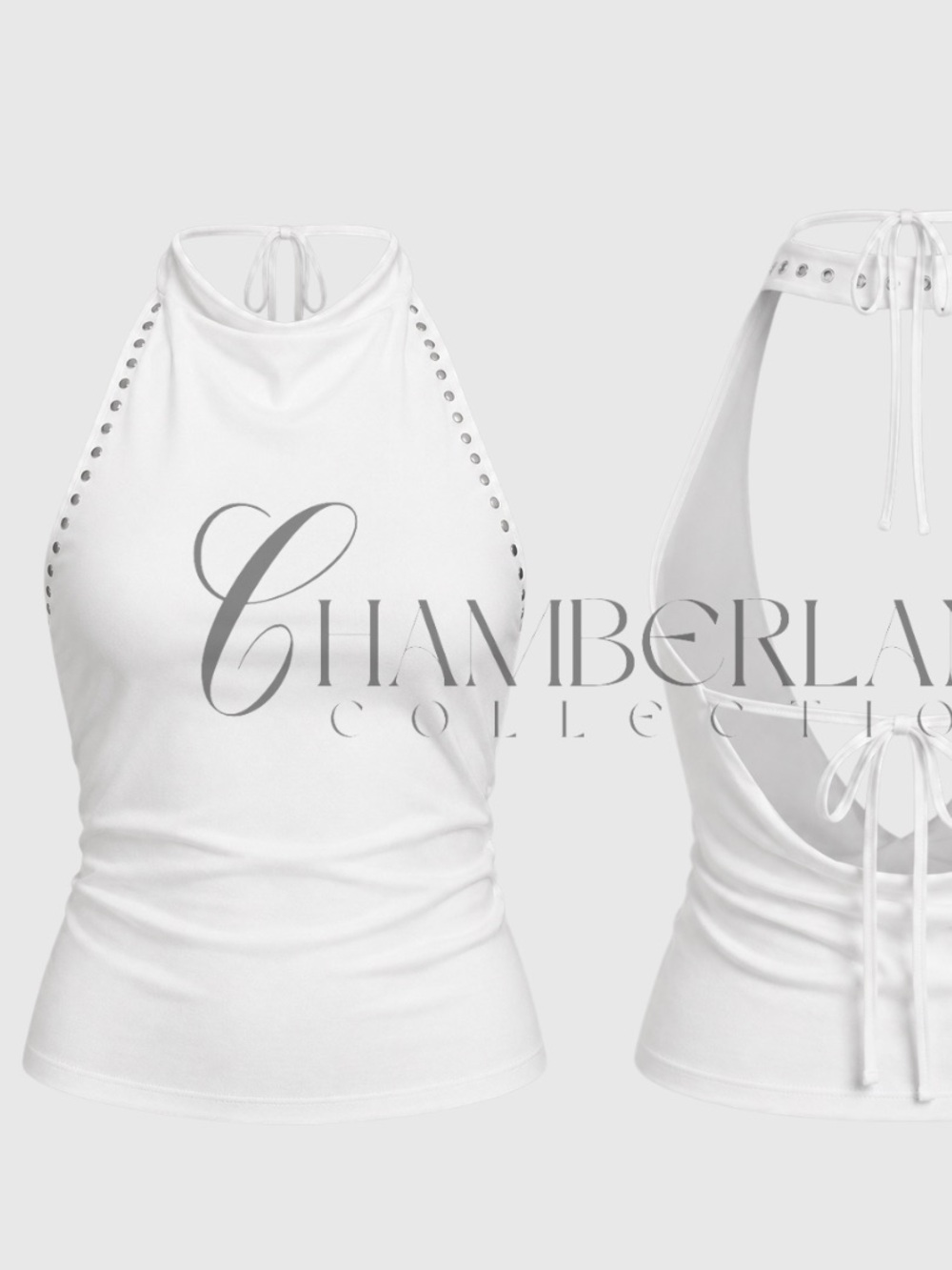 Boutique Women’s White Halter Tie-Back Top